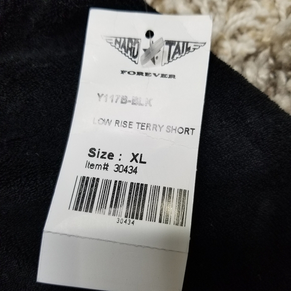NWT Hard Tail Black Terry Cloth Shorts Size XL - Picture 4 of 5